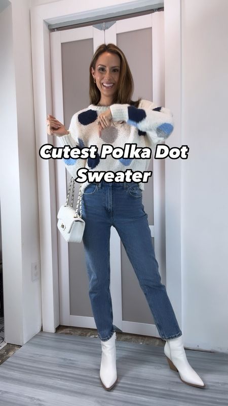 Sweater on sale with code SPRING25 🥳. For the last cool front or two, I’ve sported this sweater and got so many compliments! It also comes in pink. I’m wearing a small. Paired it with our fave, best selling ankle length high waisted jeans in medium wash. I haven’t showed the medium wash a lot but looooove that color paired with this sweater! Boots are low stock bit lining similar! 

#LTKsalealert #LTKVideo #LTKfindsunder50
