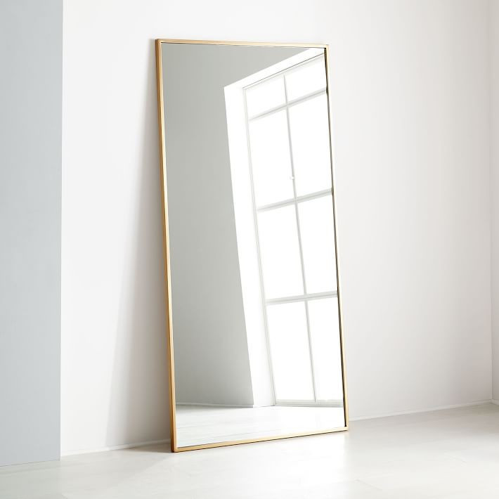 Metal Frame Oversized 78" Floor Mirror, Antique Brass | West Elm (US)