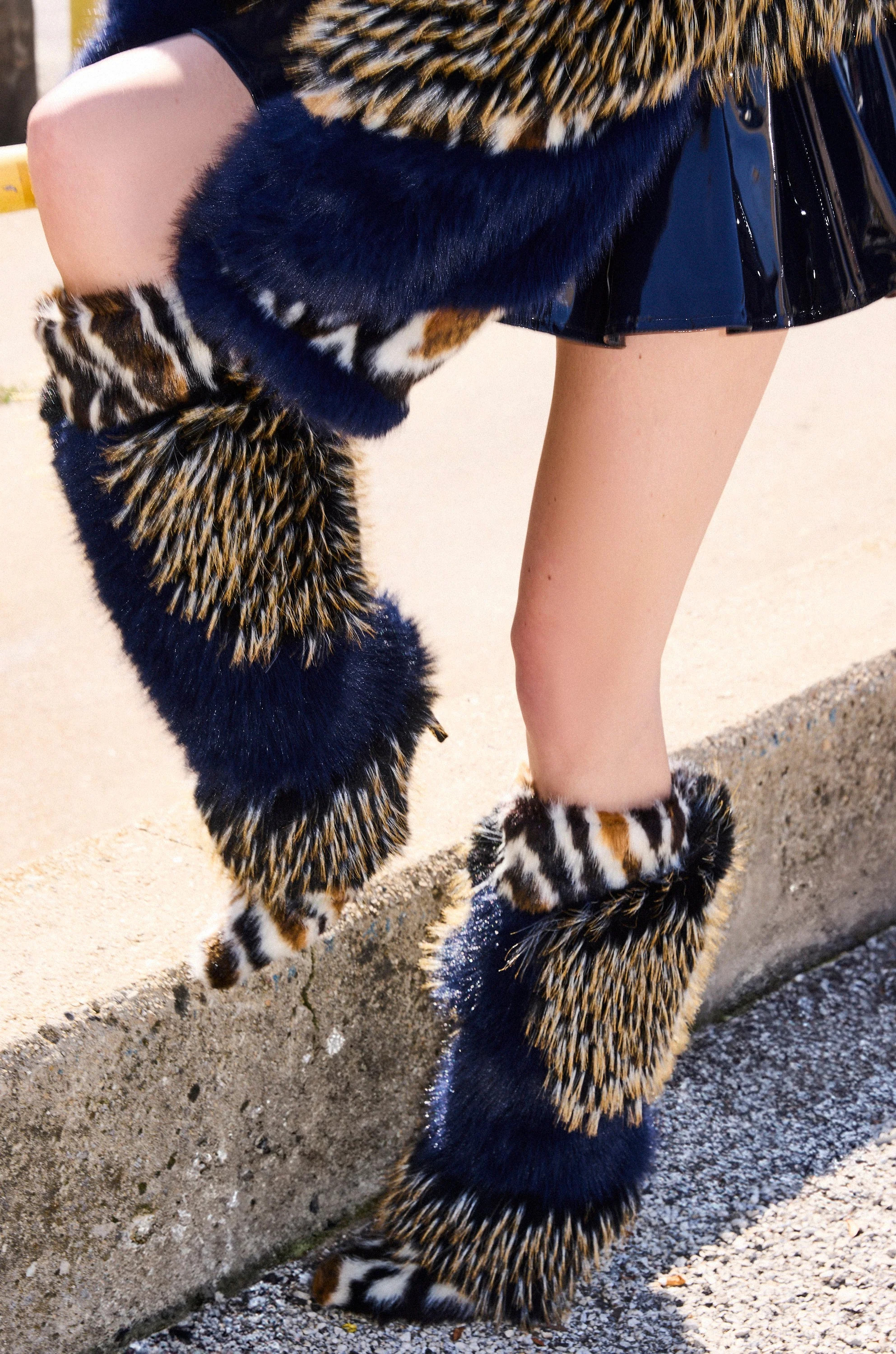 AZALEA WANG UPENDO NAVY MULTI FUR BOOT | AKIRA