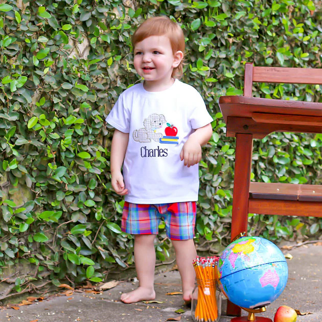 Puppy Short Set Red and Blue Plaid | Classic Whimsy