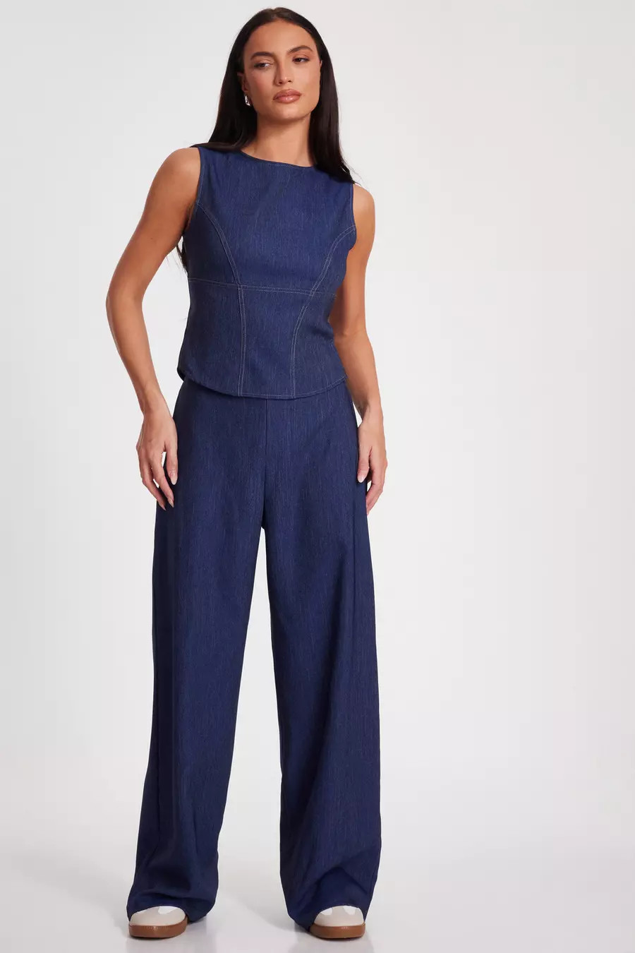 Indigo Wide Leg Trousers | Quiz Clothing