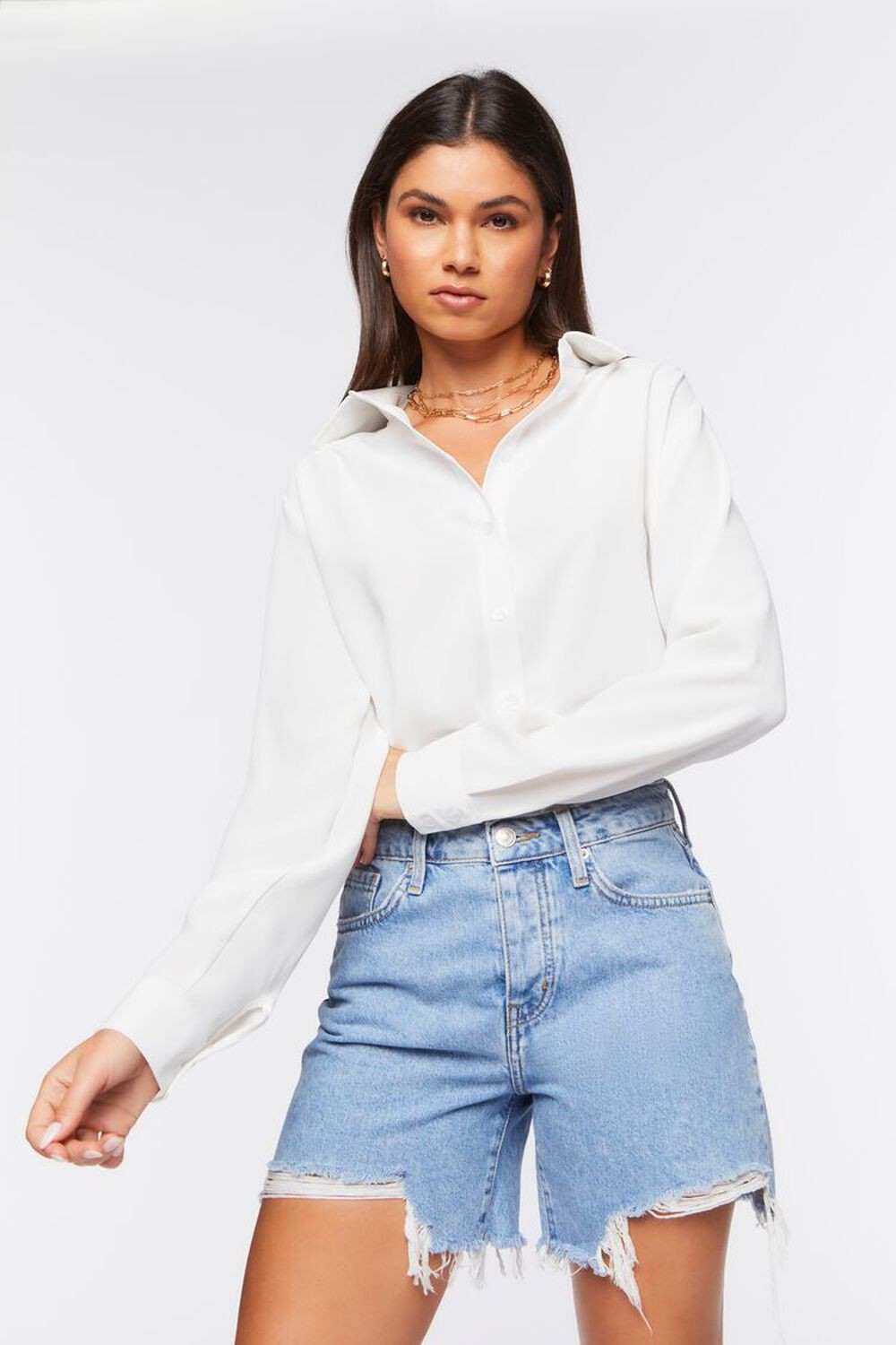 Poplin Button-Front Shirt | Forever 21 | Forever 21 (US)