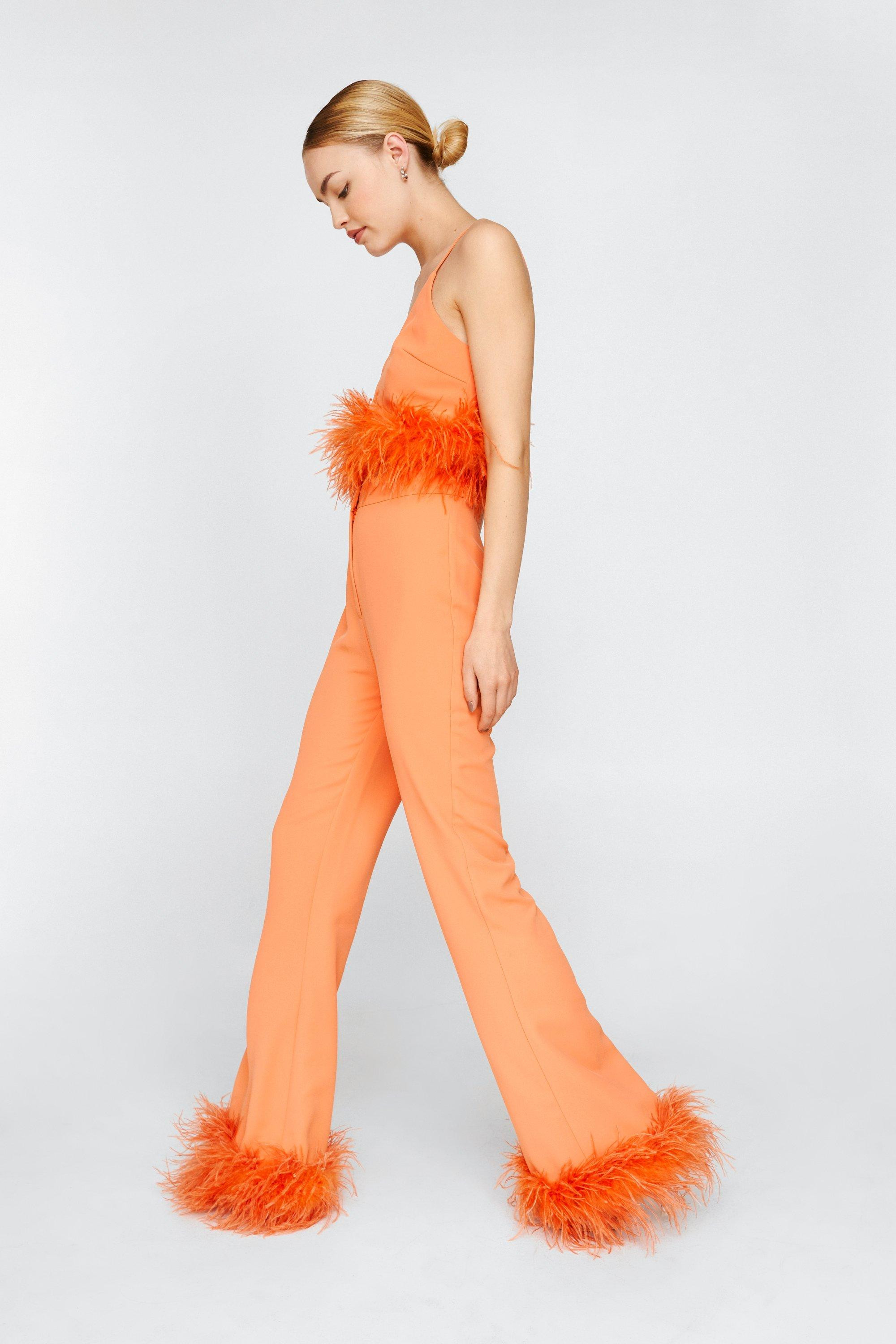 Feather Trim Kick Flare Pants | Nasty Gal (US)