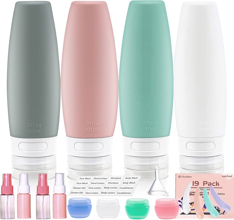 19 Pack Travel Size Bottles For Toiletries, 3 oz Tsa Approved Shampoo and Conditioner Bottles Toi... | Amazon (US)