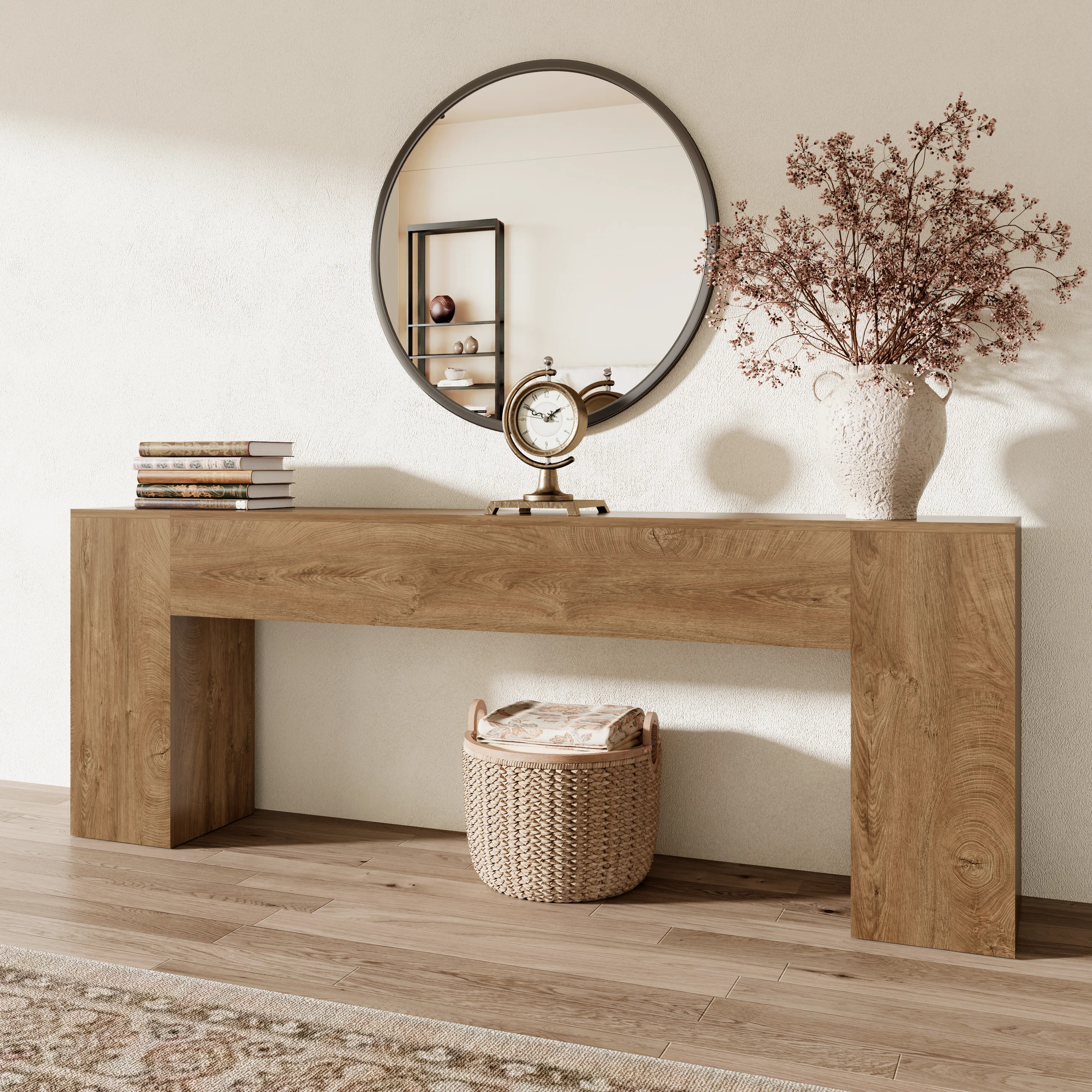 86-Inch Extra Long Console Table For Entryway, Wooden Behind Couch Table Narrow, Farmhouse Entrance Table For Hallway Living Room | Wayfair North America