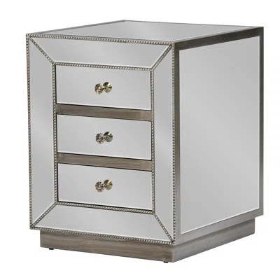 Baxton Studio 3 Drawer Nightstand | Wayfair North America