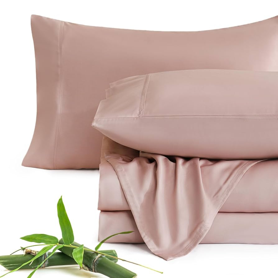 JSD Dusty Pink 100% Viscose Derived from Bamboo Sheet Set Queen, Cooling Sheets for Hot Sleepers,... | Amazon (US)