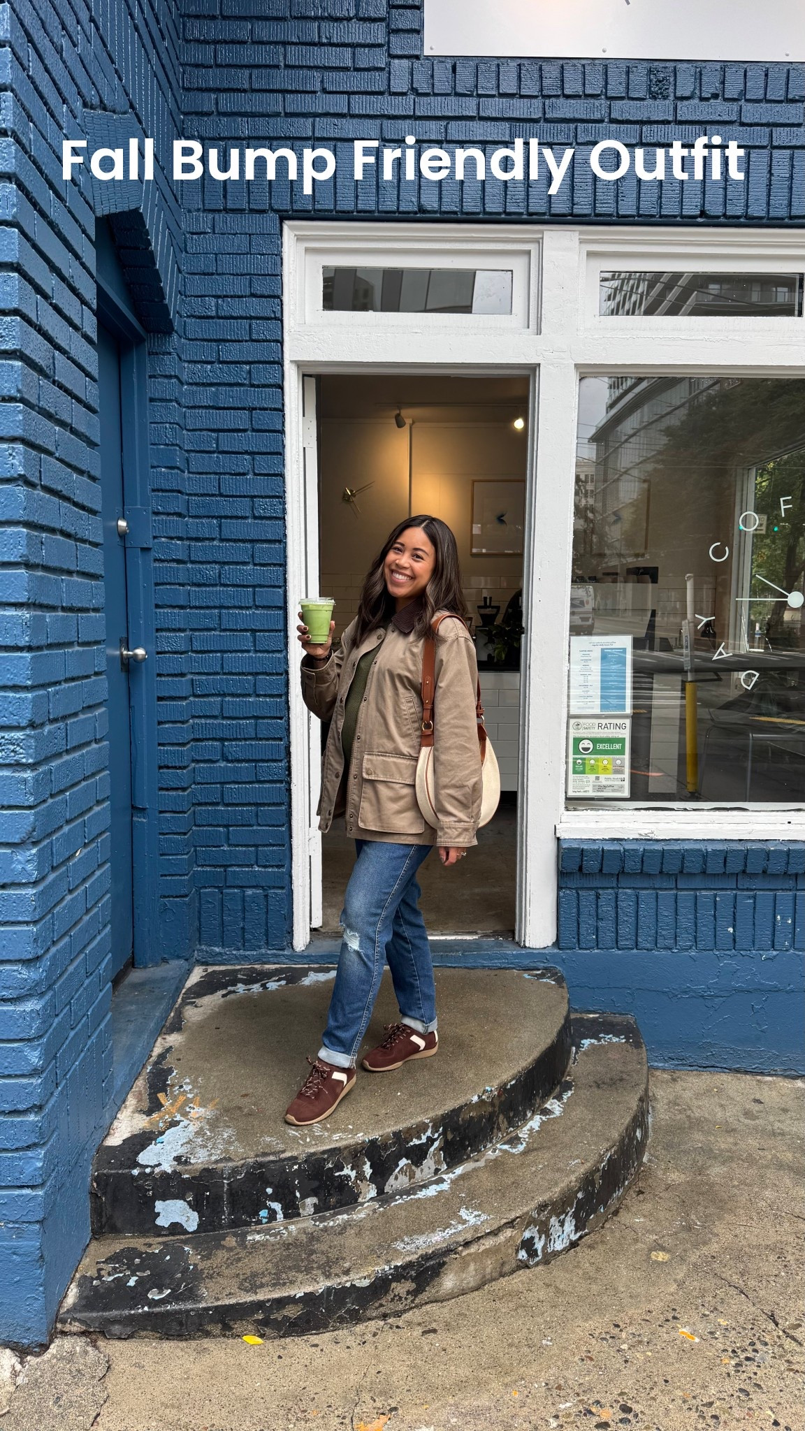 Fall Bump friendly outfit in the city! I love my barn jacket from Abercrombie. 

#LTKPetite #LTKFallSale #LTKBump