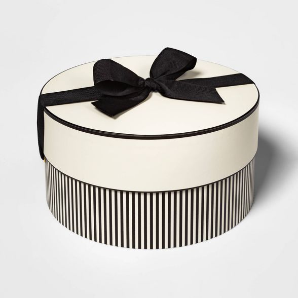 Cream & Black Pinstripe Large Round Box - sugar paper™ | Target