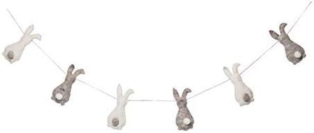 De Kulture Handmade Felt Easter Stuffed Bunny Garland (Grey and Off-White) | Amazon (US)