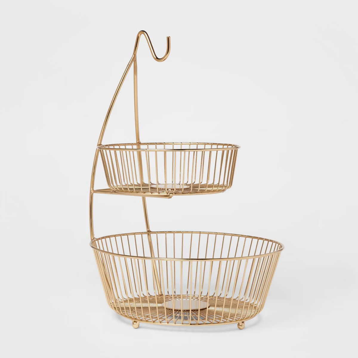 Delavan Collection Metal Wire 2-Tier Fruit Basket with Banana Hanger Gold - Threshold™ | Target