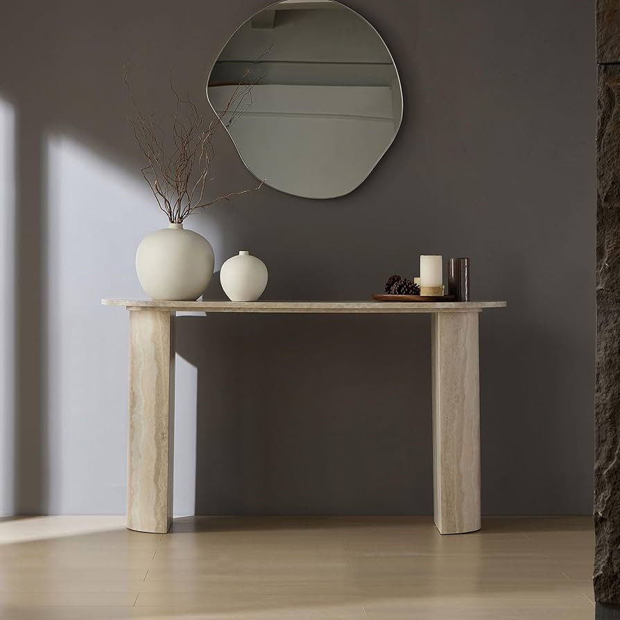 55.12" Faux Marble Pattern Entryway Table - Modern Narrow Console Table for Living Room and Hallw... | Amazon (US)