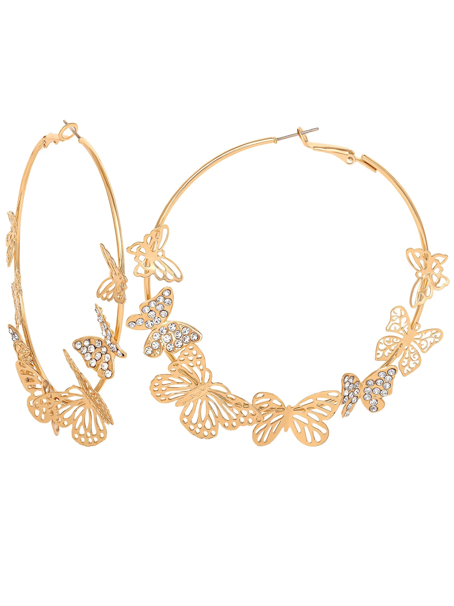 Jessica Simpson Fashion Metal Butterfly Hoop Earring | Walmart (US)