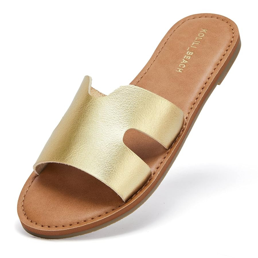KOLILI Womens Flat Slide Sandals, Summer Fashion Sandals, Comfy Style | Warm-weather Favorite | Amazon (US)
