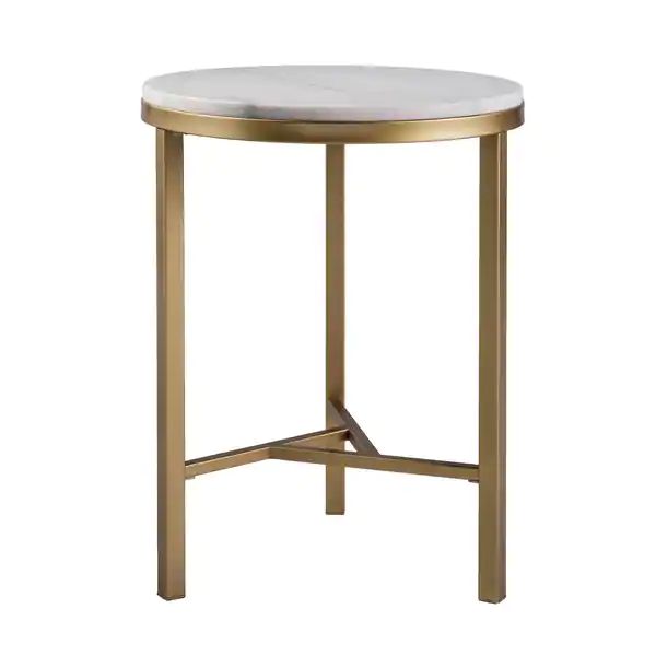 SEI Furniture Garzeaux Champagne w/ Ivory Marble Side Table - Overstock - 20508824 | Bed Bath & Beyond