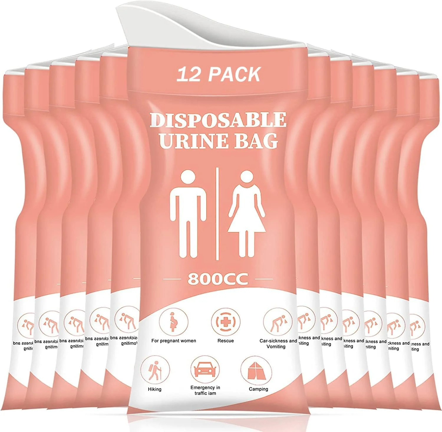Disposable Urine Bag, 12/24 PCS Pee Bags for Travel for Women/Men, 800ML Emergency Portable Urina... | Walmart (US)
