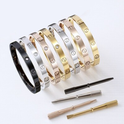 18k Gold Plated Stainless Steel Love Bracelet With Screwdriver & CZ Sizes 16-21 | eBay US