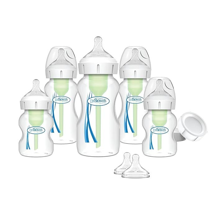 Dr. Brown's Anti-Colic Options+ Wide-Neck Baby Bottle Feeding Set, 5 oz/9 oz, with Bottle Travel ... | Amazon (US)