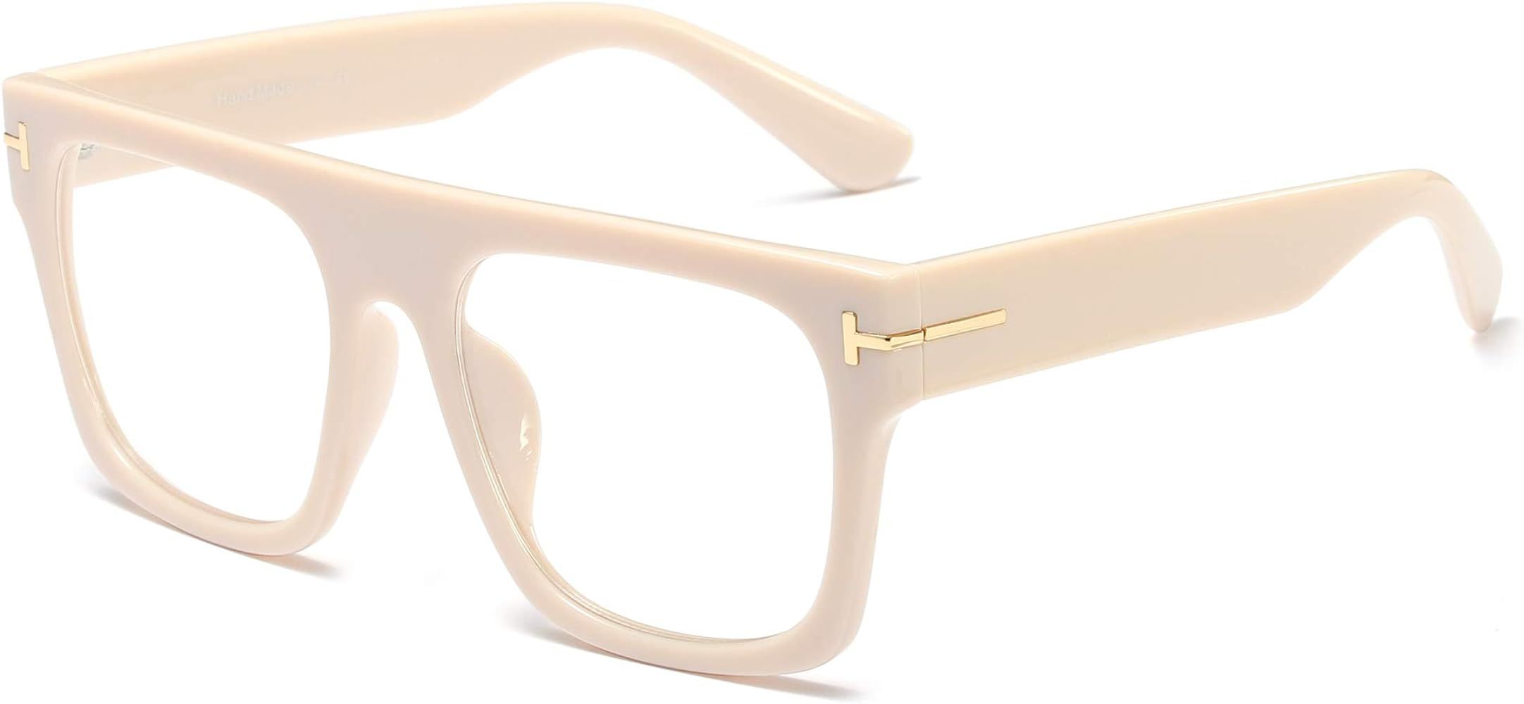 Amazon.com: Allt Unisex Large Square Optical Eyewear Non-prescription Eyeglasses Flat Top Clear L... | Amazon (US)