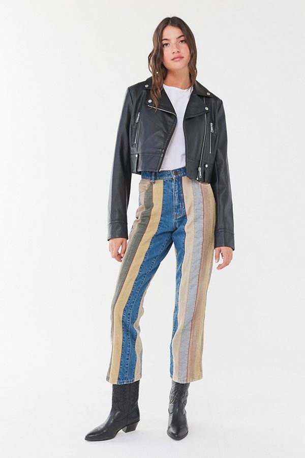 BDG Mixed Media Mid-Rise Jean – Striped Denim | Urban Outfitters (US and RoW)