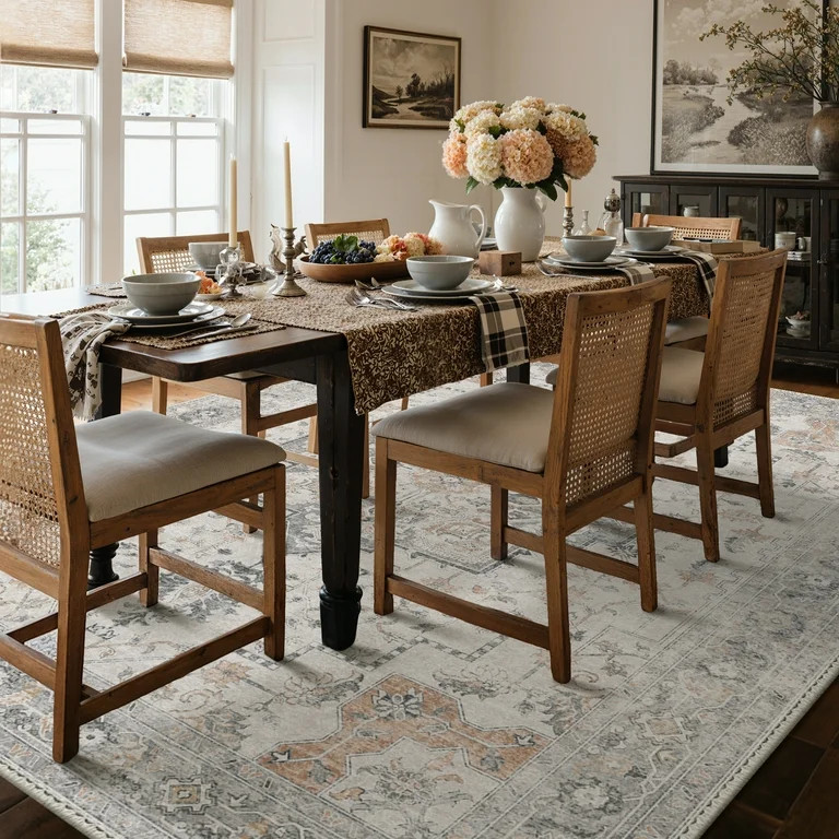 KUETH 9x12 Area Rugs for Living Room, Non Slip Machine Washable Retro Rugs, Ultra-thin Print Rug ... | Walmart (US)