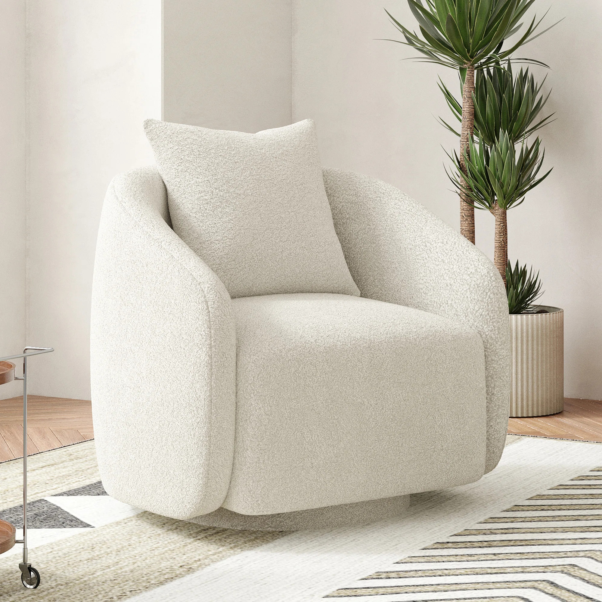 Bashar 28.5" W Upholstered Swivel Barrel Chair | Wayfair North America