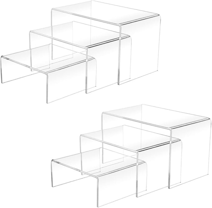 Cerpourt 2 Sets Acrylic Display Risers(3",4",5") Clear Product Stand,Cupcakes Holder Dessert Tran... | Amazon (US)