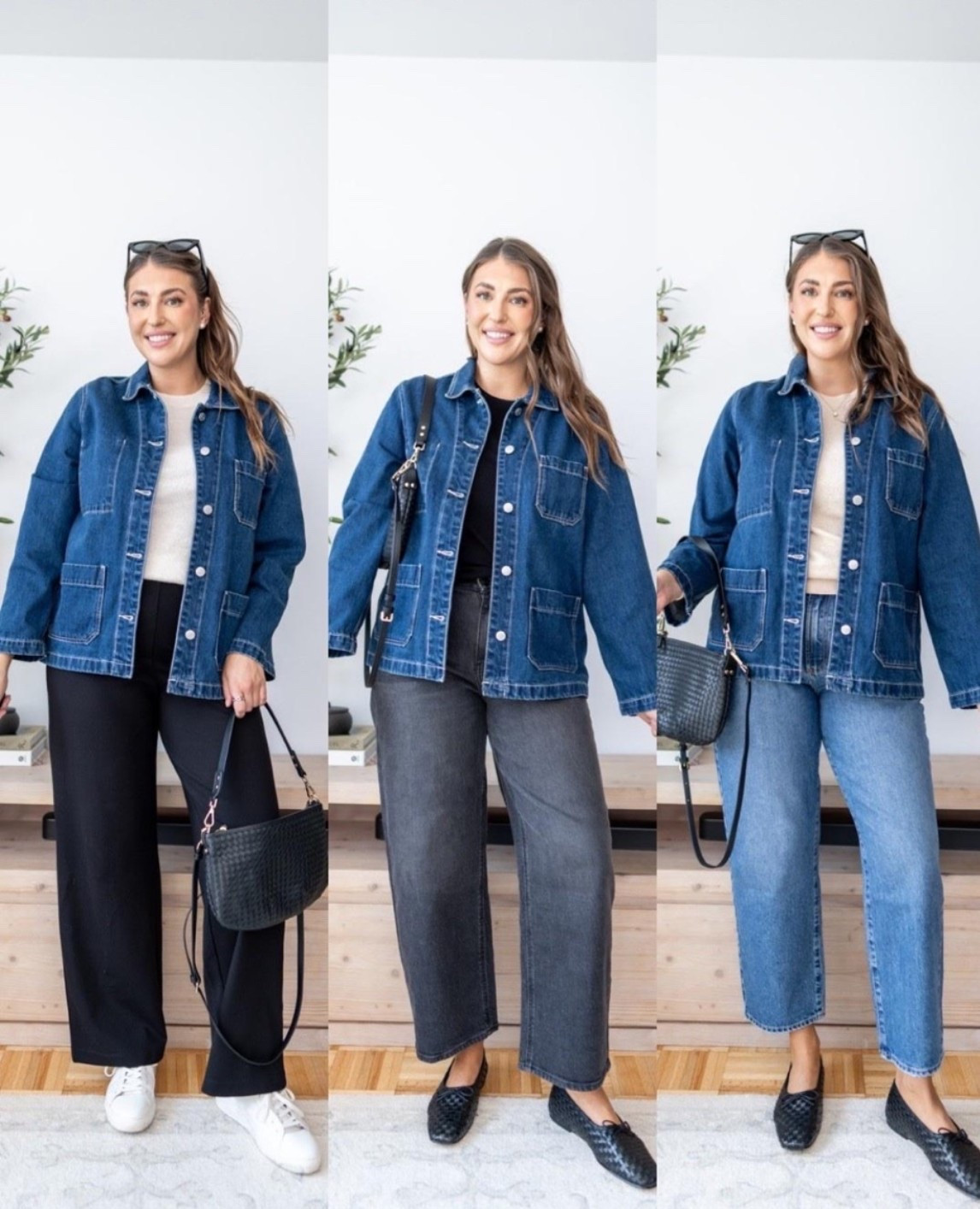 The denim jacket that makes every fall outfit better 💙 Three easy ways to style this versatile closet staple all season long.

denim jacket outfit, fall layering, casual fall style, wide leg jeans, black pants outfit, midsize fashion, size 14 outfit

#LTKMidsize #LTKSeasonal #LTKmomlife