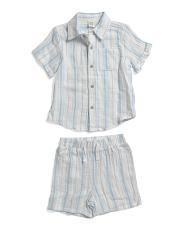 Infant Boys 2pc Striped Woven Top And  Shorts Set | TJ Maxx