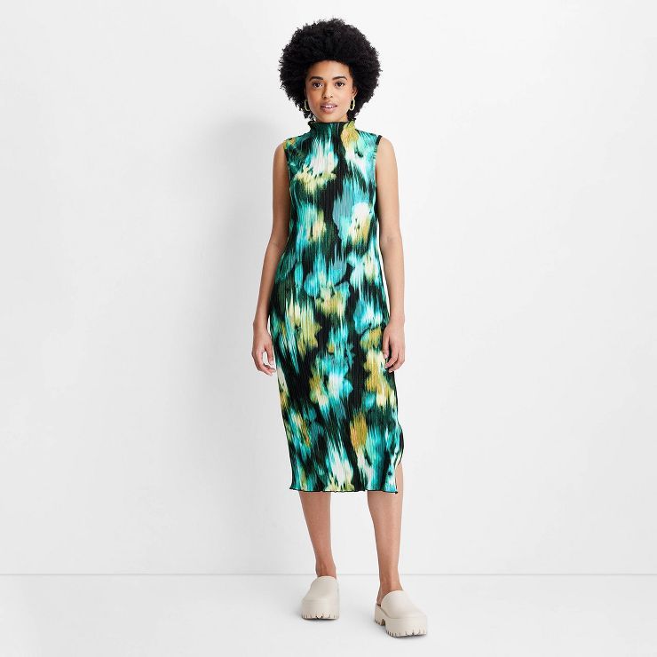 Women's Watercolor Plisse Midi Shift Dress - Future Collective™ with Gabriella Karefa-Johnson | Target