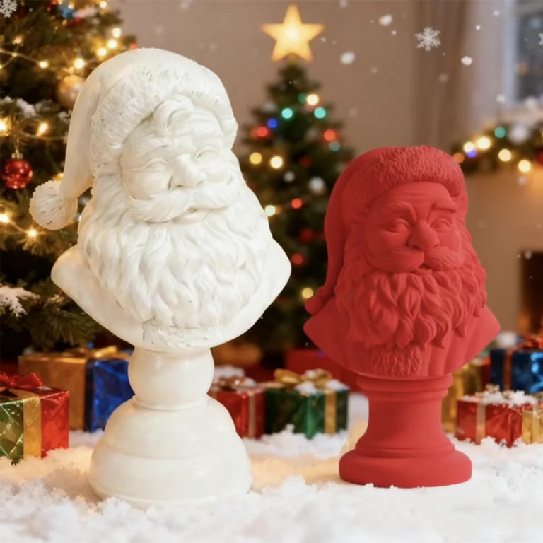 Santa Bust Christmas Tabletop Decoration White Resin Holiday Figurine Classic Santa Claus Bust El... | Walmart (US)