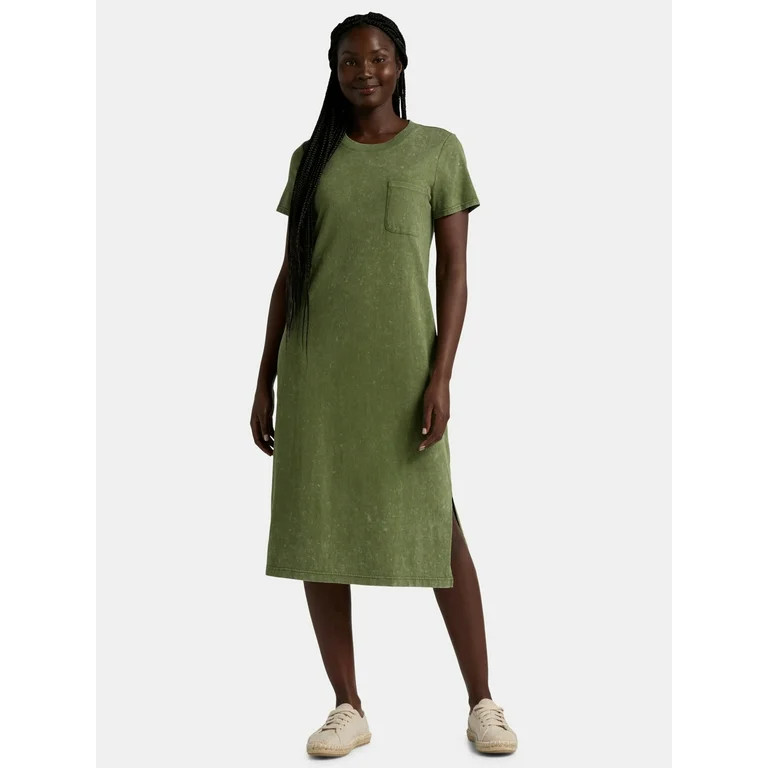 Time and Tru Women's Cotton Midi T-Shirt Dress, Sizes XS-XXXL | Walmart (US)