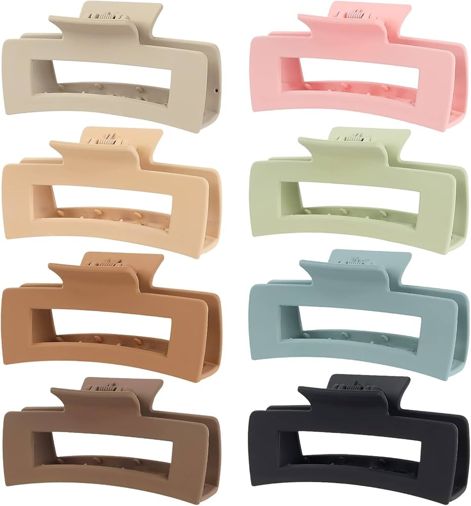 8 Pcs Large Hair Claw Clips 4.1" Non-slip Big Square Matte Hair Claw Clips for Women Girls, Stron... | Amazon (US)