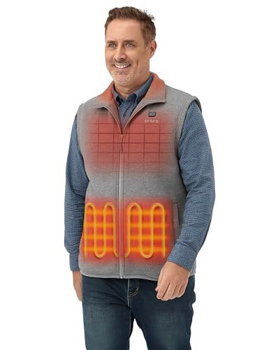 ORORO [Upgraded] Men's 4-Zone Heated Fleece Vest with Heated Collar, Lightweight Heating Vest with Battery (Grey, M) | Amazon (US)