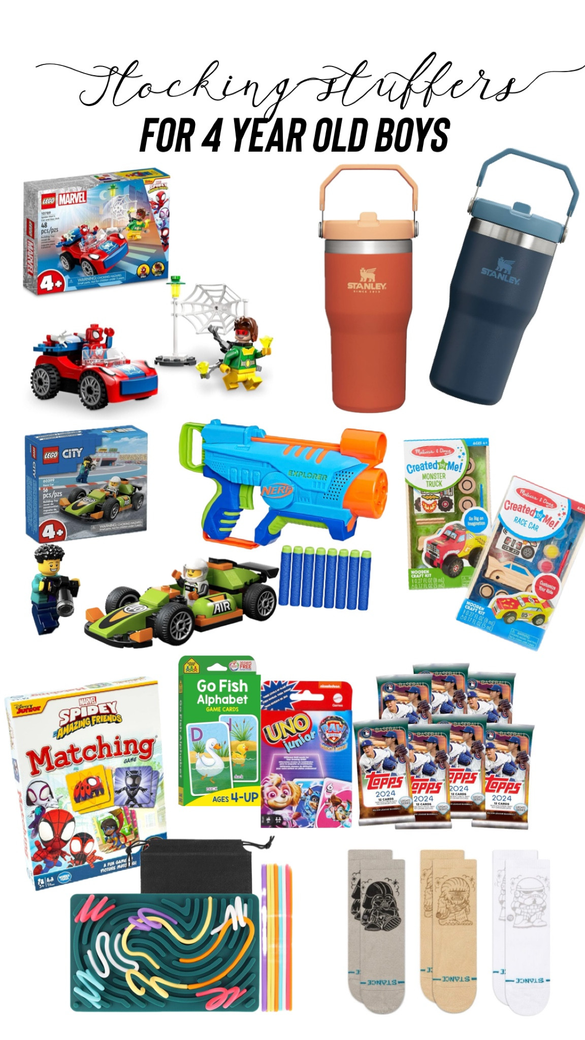 Christmas stocking ideas for boys! Reese loves legos, baseball, and need guns so I know the small gifts will be a hit!

He actually already has the sensory toy and it keeps him entertained FOR SO LONG! 

Stocking stuffers for toddler boys, Stocking stuffers for 4 year old boys, Lego stockings, Christmas gifts for kids, stocking stuffer ideas, holiday shopping, holiday gifting 

#LTKHoliday #LTKSeasonal #LTKKids