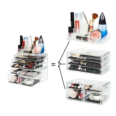 9.5'' x 6'' x 11.6"" Clear Makeup Bathroom Organizer on Countertop, SEGMART Cosmetic Table Organize  | Walmart (US)