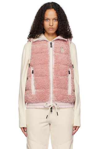 Pink Padded Teddy Zip-Up Down Vest | SSENSE