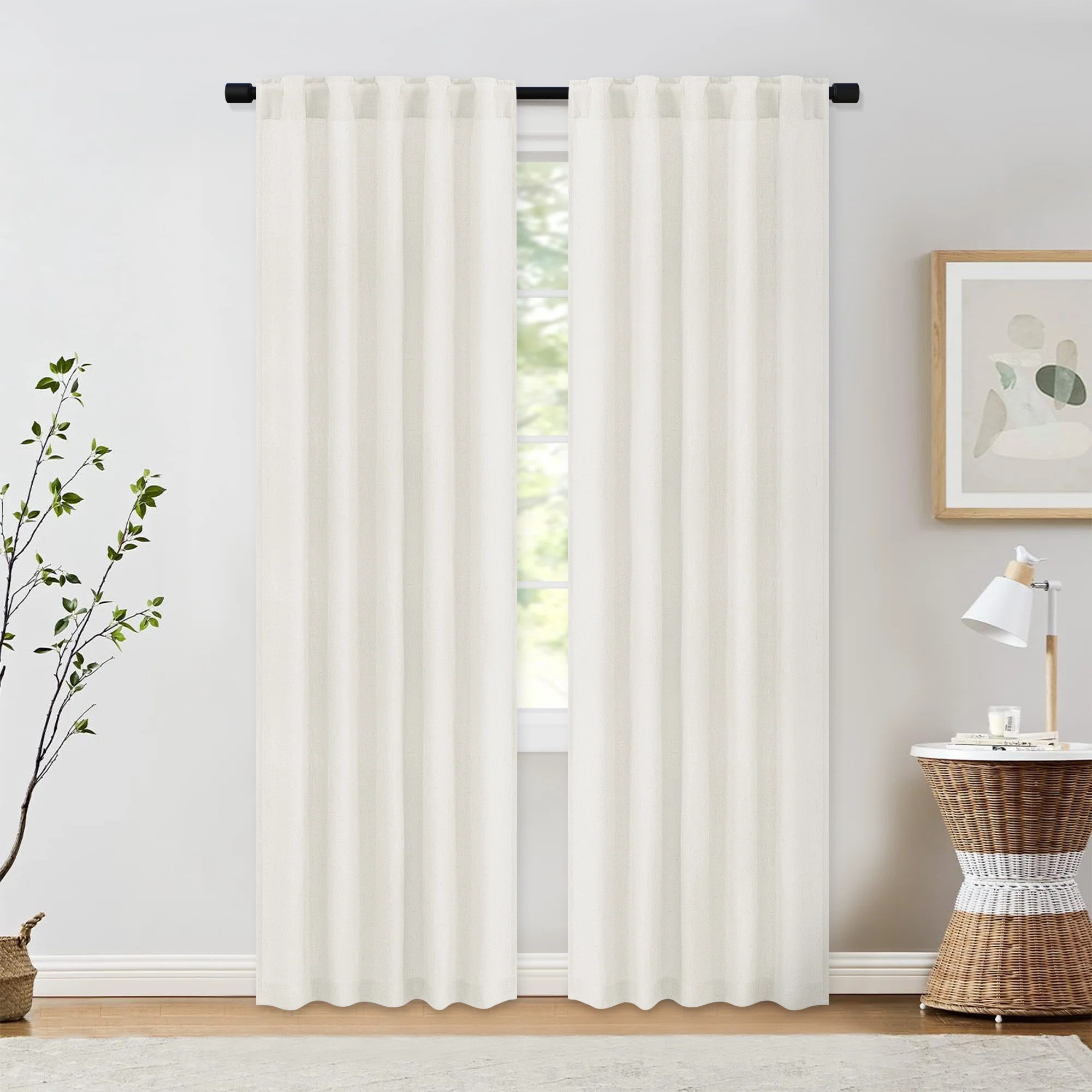 Toyoko Linen Blended Semi-Sheer Back Tab Curtain Pair (Set of 2) | Wayfair North America