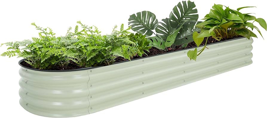 MUPATER 8x2x1 ft Raised Garden Bed Outdoor for Vegetables, 9-in-1 Galvanized Metal Planter Box, 1... | Amazon (US)