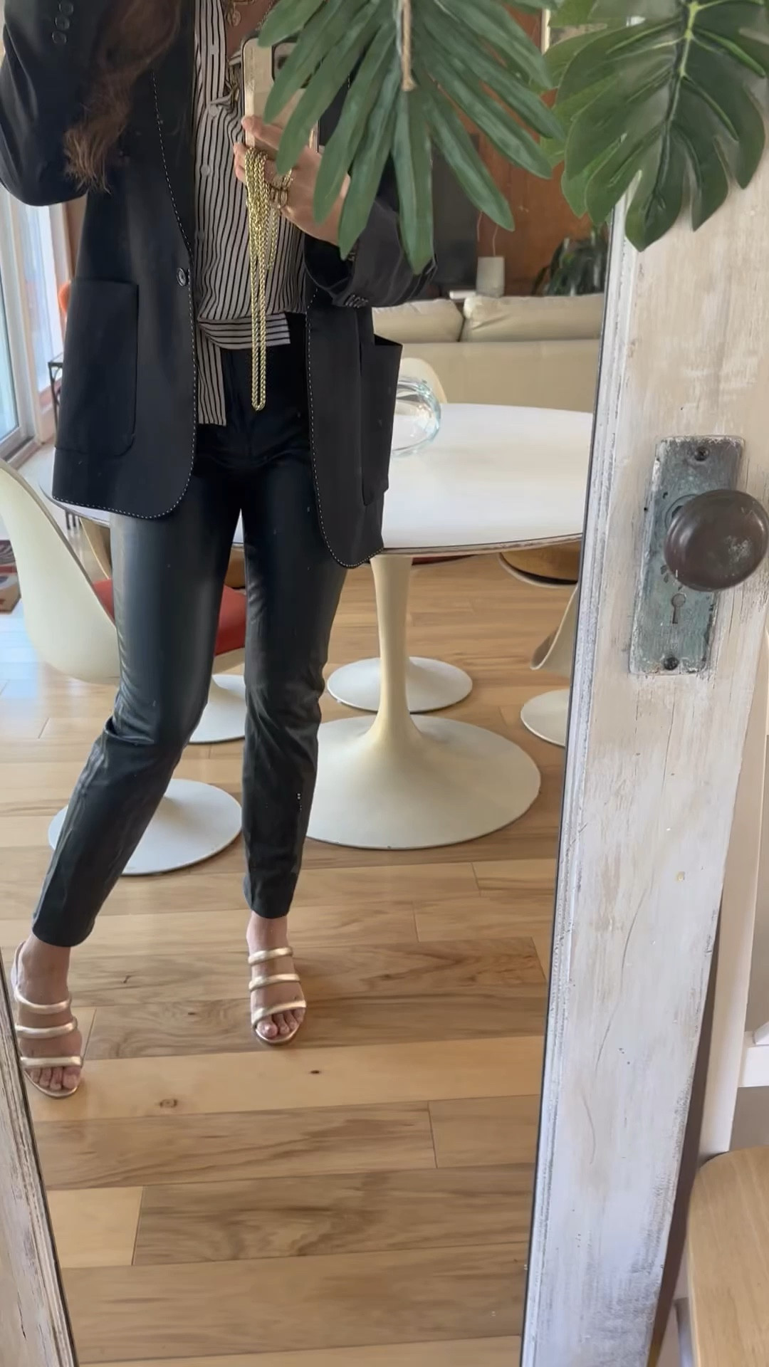 Work were, black blazer, striped button down, gold sandals 

Pieces for a 10 hour day on campus 👓
Blazer: 6
Blouse: medium
Pants: 27
Sandals: TTS (shade Platina)

#LTKworkwear #LTKFind #LTKbeauty