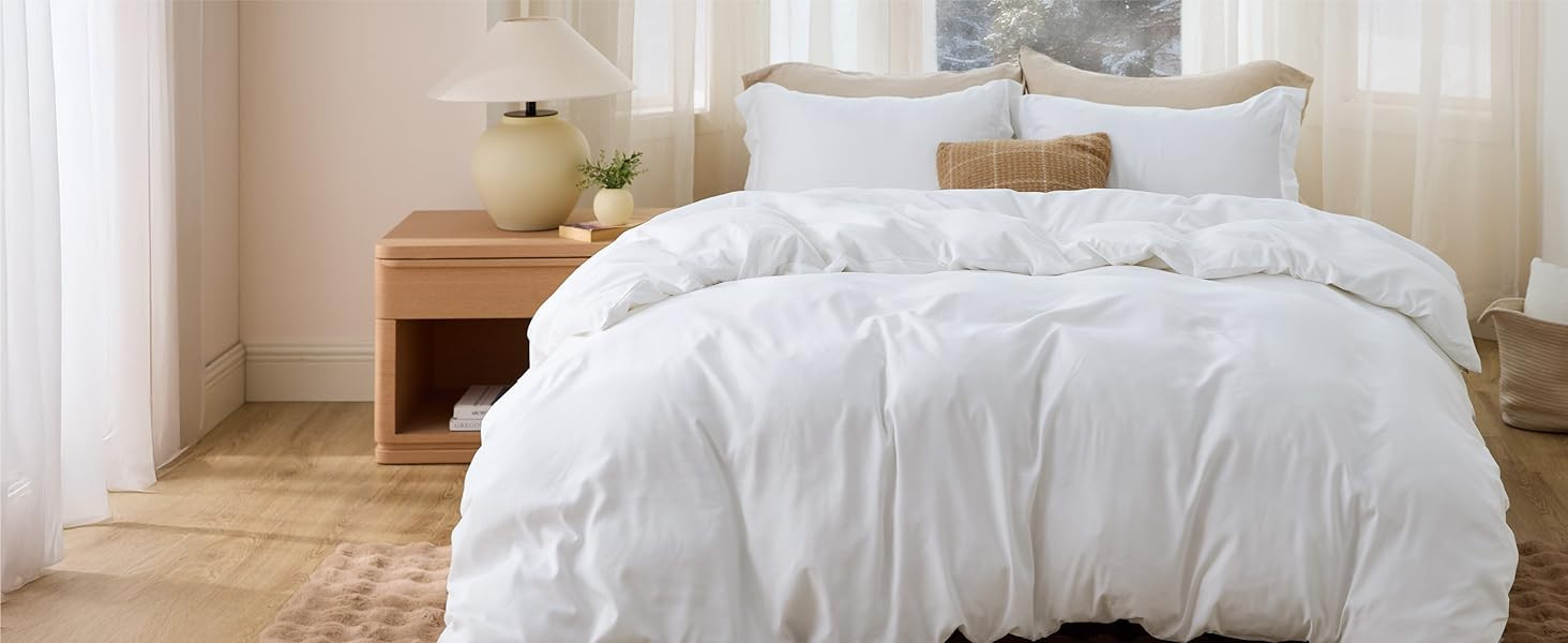 Bedsure White Duvet Cover Queen Size - Soft Double Brushed Bedding Set for Kids & Adults, Zipper ... | Amazon (US)