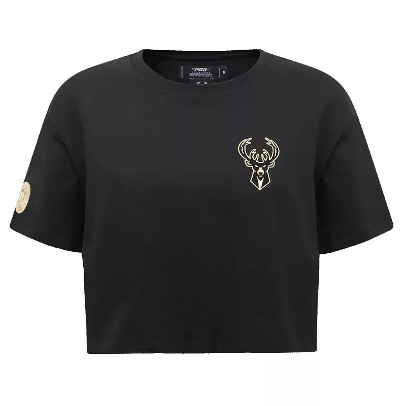Women's Pro Standard Black Milwaukee Bucks Holiday Glam Boxy T-Shirt | Kohl's