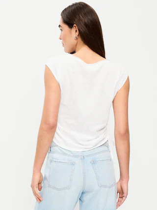 Cap-Sleeve Shirred Side Top | Old Navy (CA)
