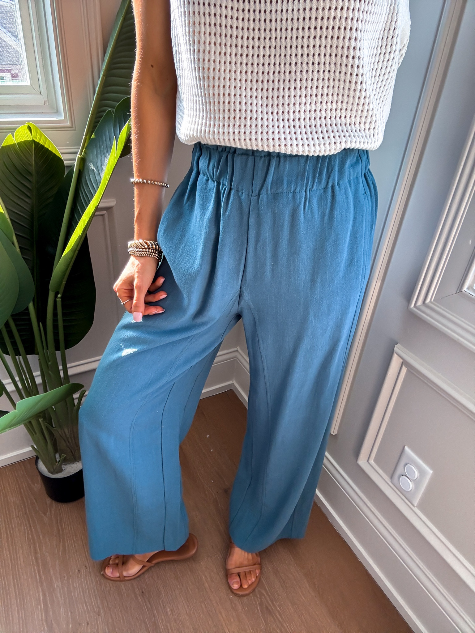 Wearing small linen pants for vacation 

#LTKTravel #LTKselfcare #LTKmomlife