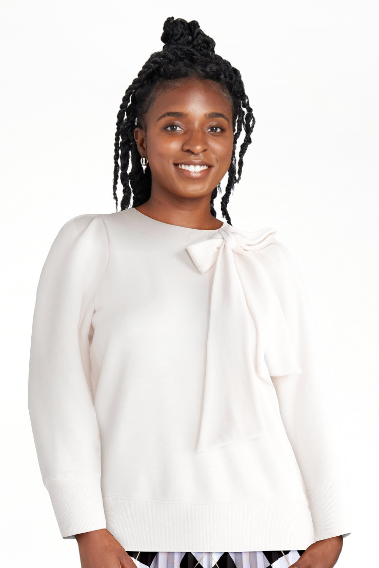 Free Assembly Women's and Women's Plus Bow Neck Sueded Terry Sweatshirt, Sizes XS-4X | Walmart (US)