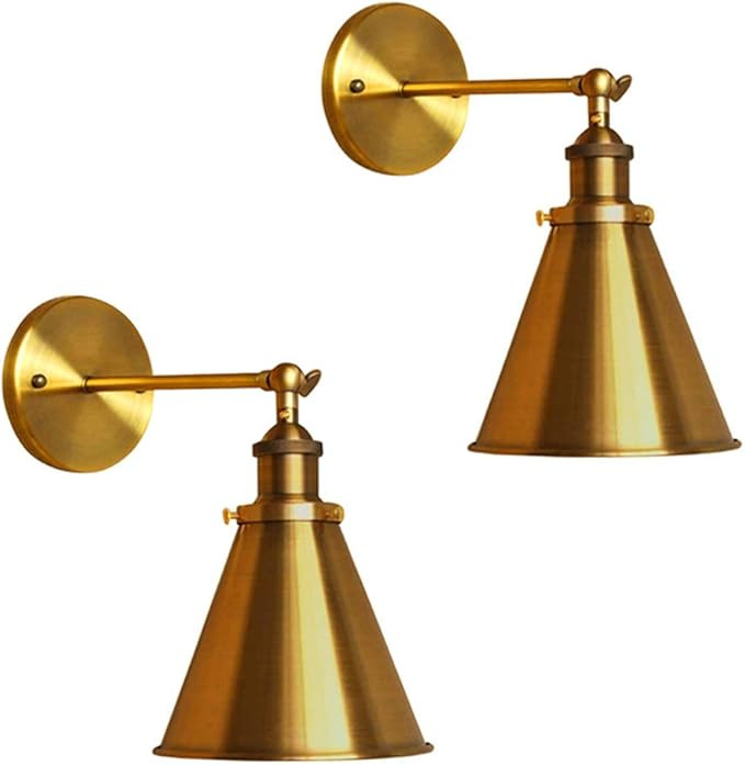 2 Pack Wall Sconce, Industrial Vintage Wall Lamp Light Fixture with Cone Shade for Indoor Bar War... | Amazon (US)