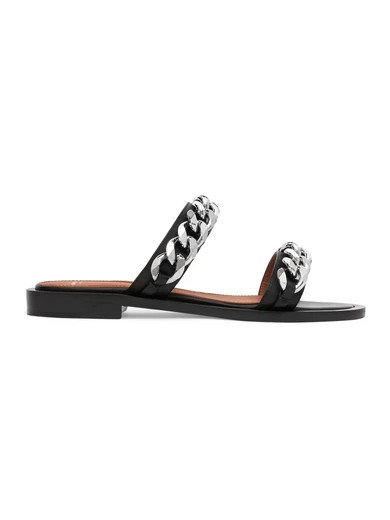 Givenchy - Chain-trimmed Leather Sandals - Black | NET-A-PORTER (US)