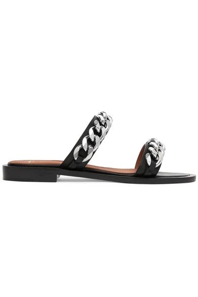 Givenchy - Chain-trimmed Leather Sandals - Black | NET-A-PORTER (US)
