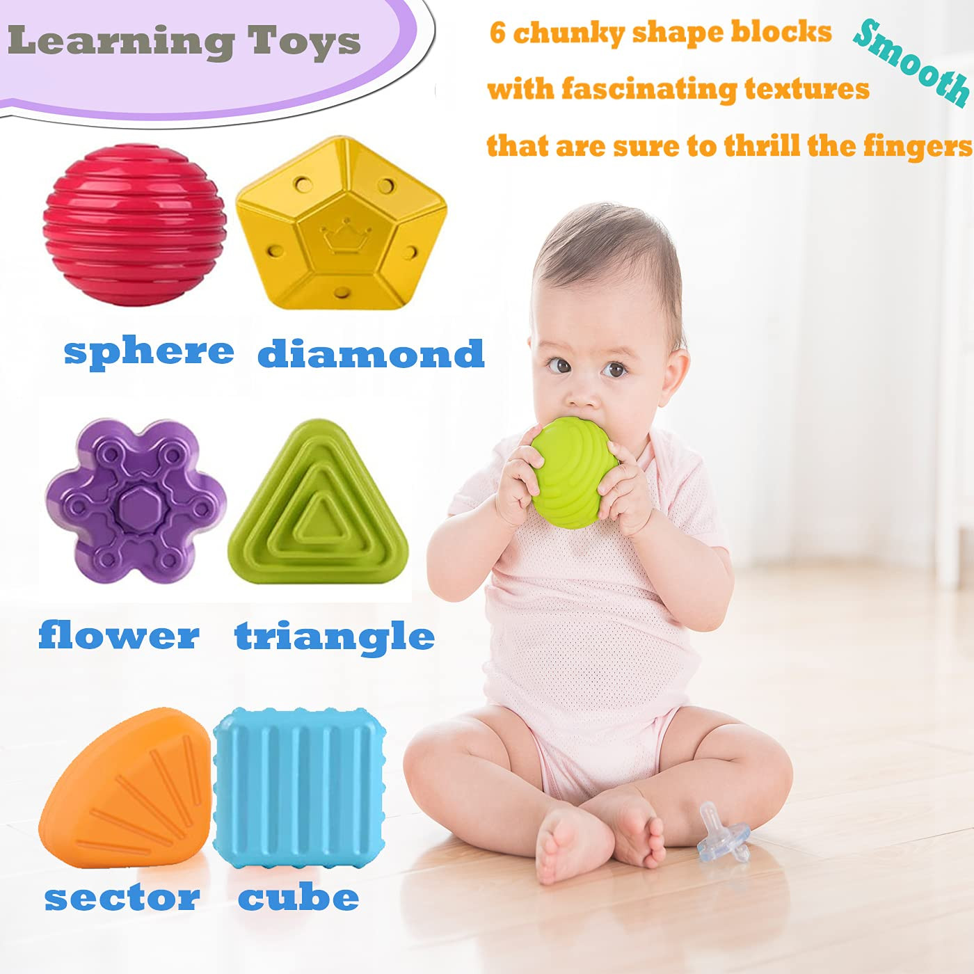 MINGKIDS Montessori Toys for 1 Year Old, Toy 6 Pc Multi Sensory Shape, Toddler Developmental Lear... | Amazon (US)