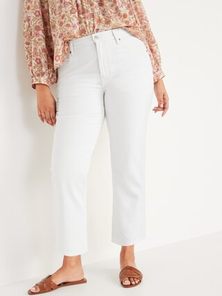High-Waisted Slouchy Straight Cropped Non-Stretch Tapered Jeans for Women | Old Navy (CA)